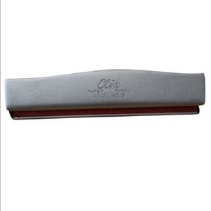 Vintage CLIX Paper Punch 3 Hole Puncher Solid Metal Red Silver Made in USA